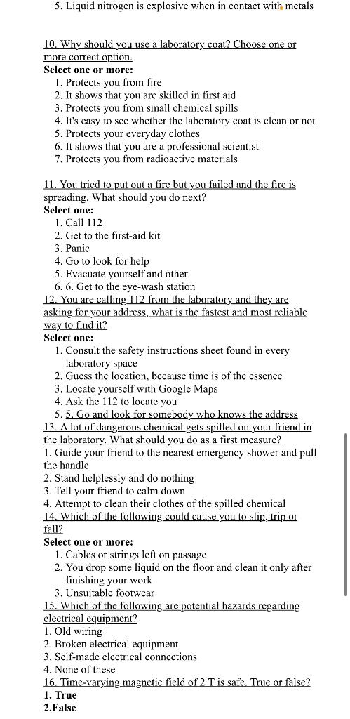 Solved 5. Liquid Nitrogen Is Explosive When In Contact With 