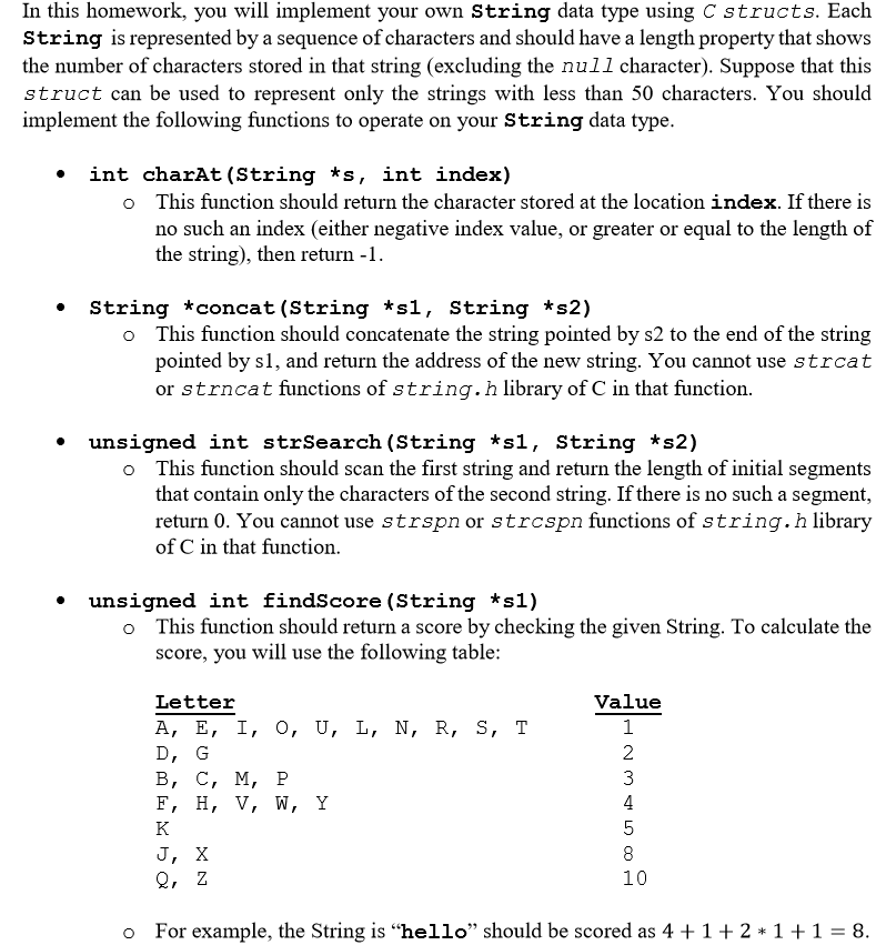 Solved Write In C In This Homework You Will Implement Yo Chegg Com