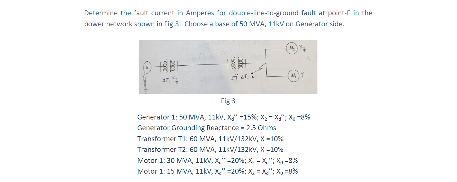 Solved Determine the fault current in Amperes for | Chegg.com