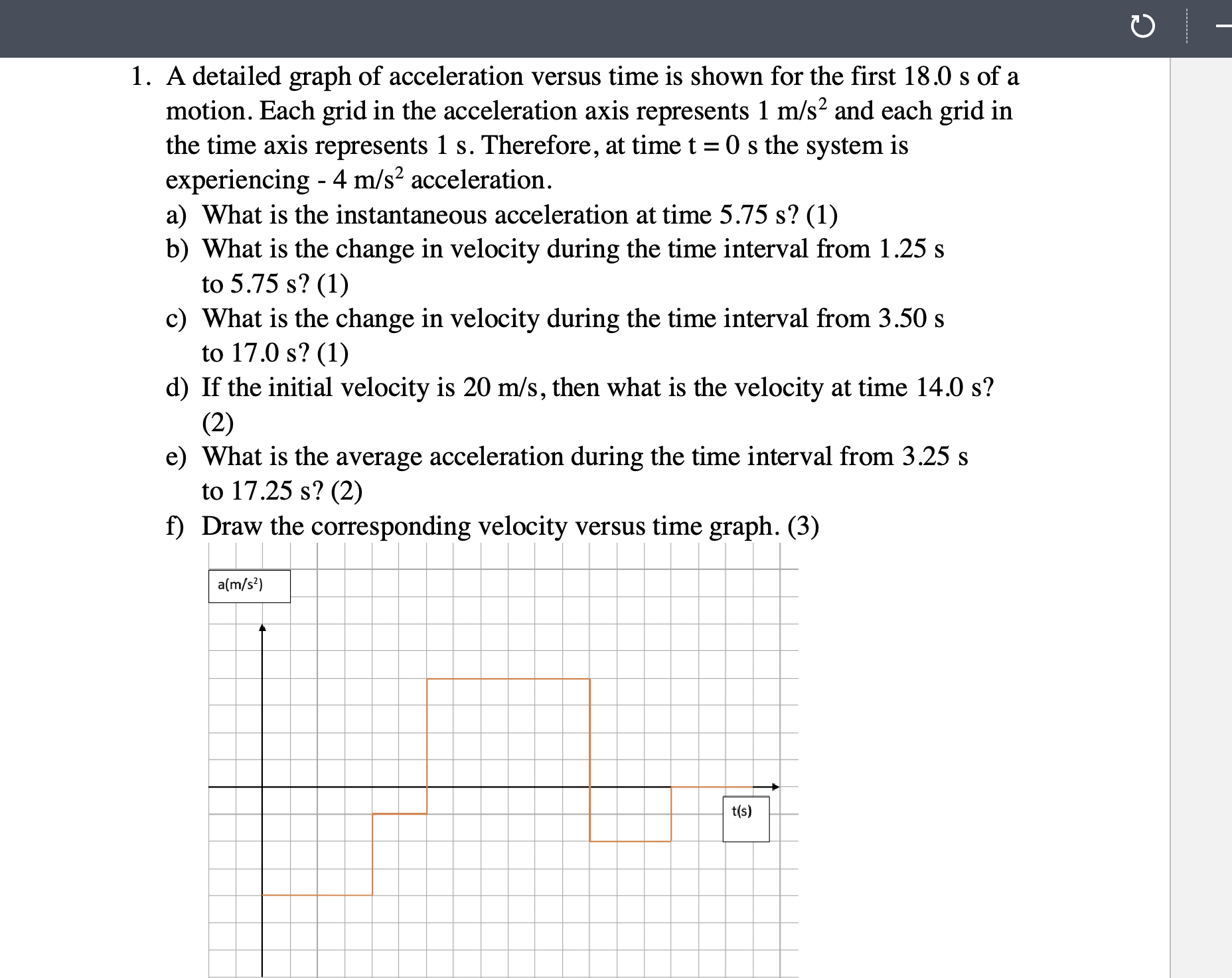 Solved Draw A Graph Of Acceleration Vs Time T = (0 5) S | Cheggcom