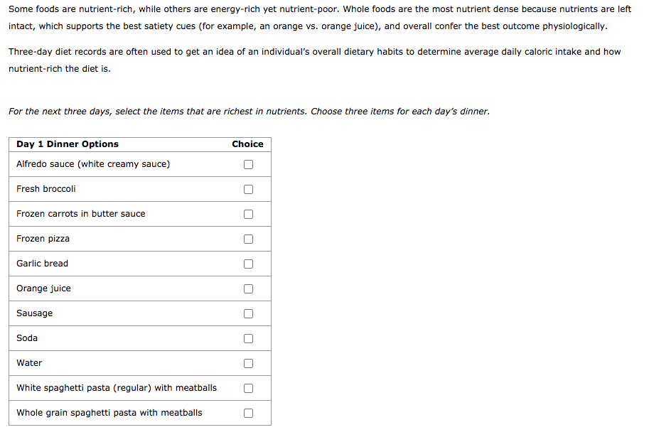 Solved Some foods are nutrientrich, while others are