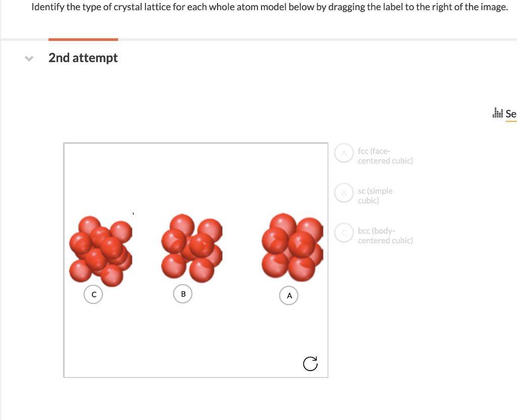 Solved Identify the type of crystal lattice for each whole | Chegg.com