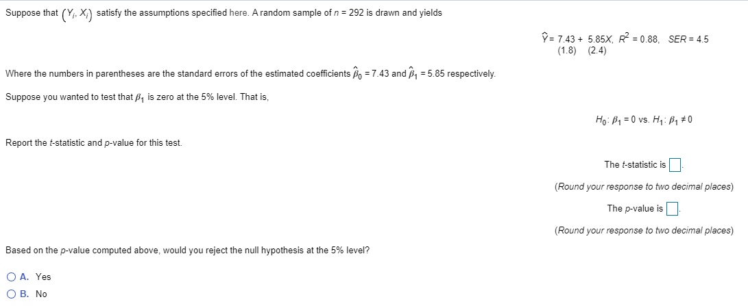 Solved Suppose That Y Xi Satisfy The Assumptions Speci Chegg Com