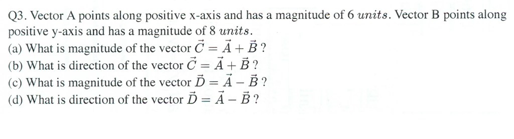 Solved Q3. Vector A points along positive x-axis and has a | Chegg.com