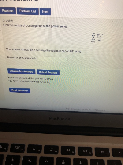 Solved : Problem 2 Previous Problem List Next (1 point) Find | Chegg.com