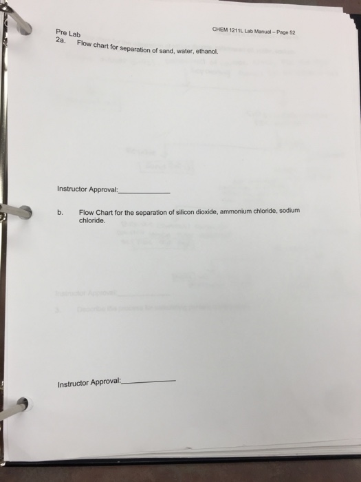 Solved CHEM 1211L Lab ManualPage 52 Pre Lab 2a. Flow chart