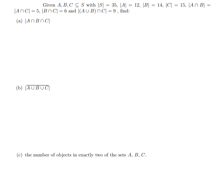 Solved Given A B C C S With S 35 A 12 B 14 C Chegg Com