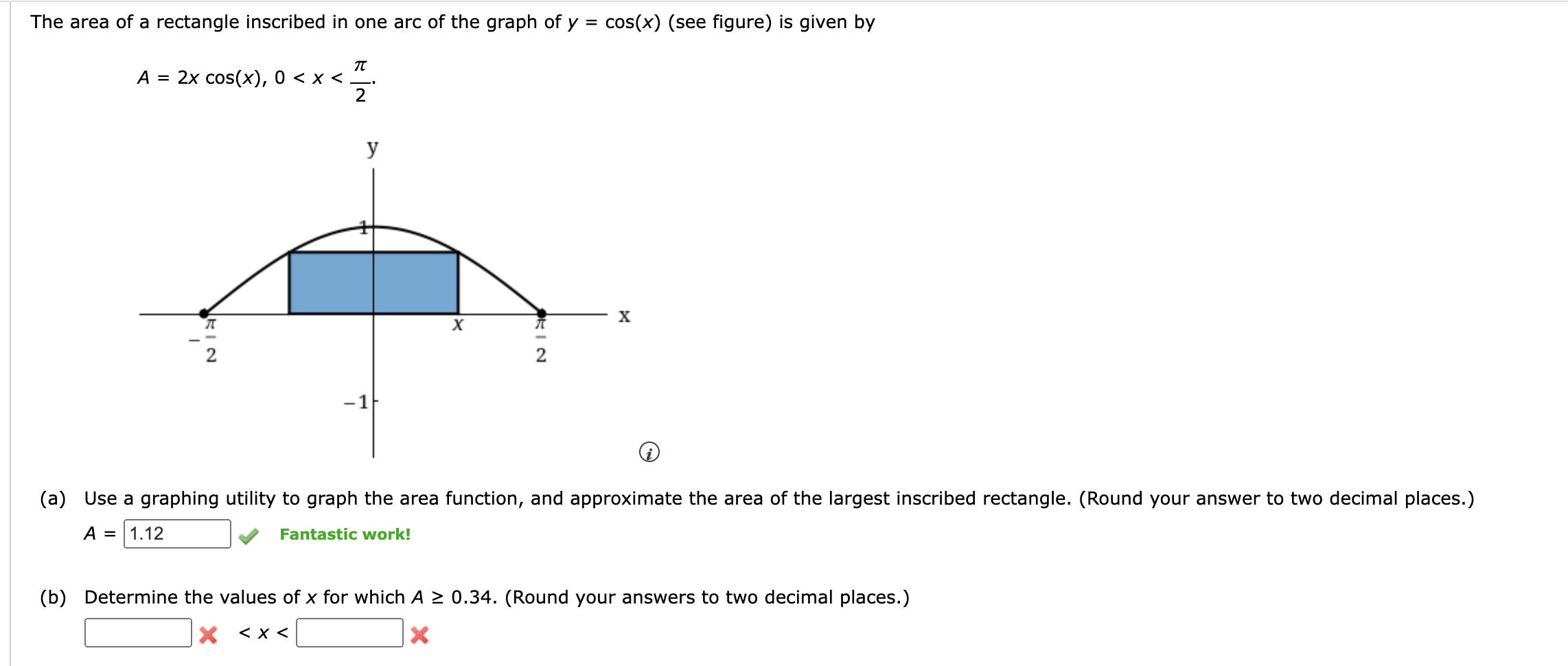 The area of a rectangle inscribed in one arc of the | Chegg.com