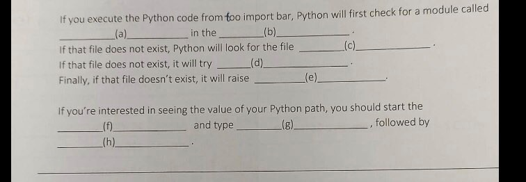 Solved If you execute the Python code from too import bar, | Chegg.com