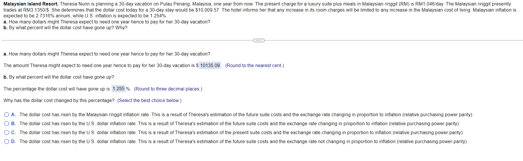 Solved Malaysian Island Resort. Theresa Nunn is planning a | Chegg.com