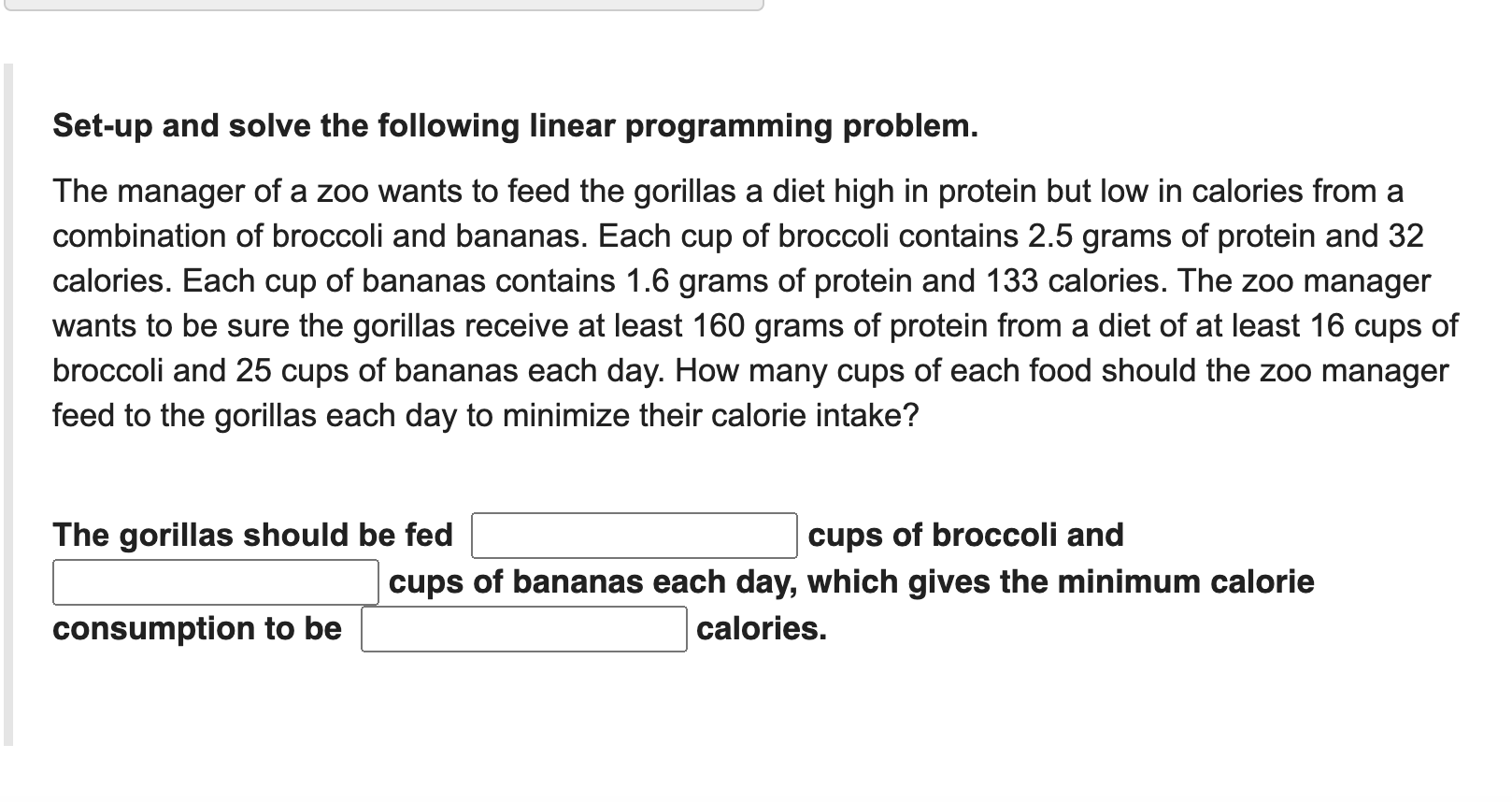 Solved Set-up and solve the following linear programming | Chegg.com