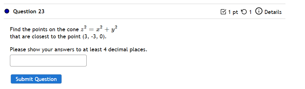 Solved Question 23 1 pt 5 1 0 Details Find the points on the | Chegg.com