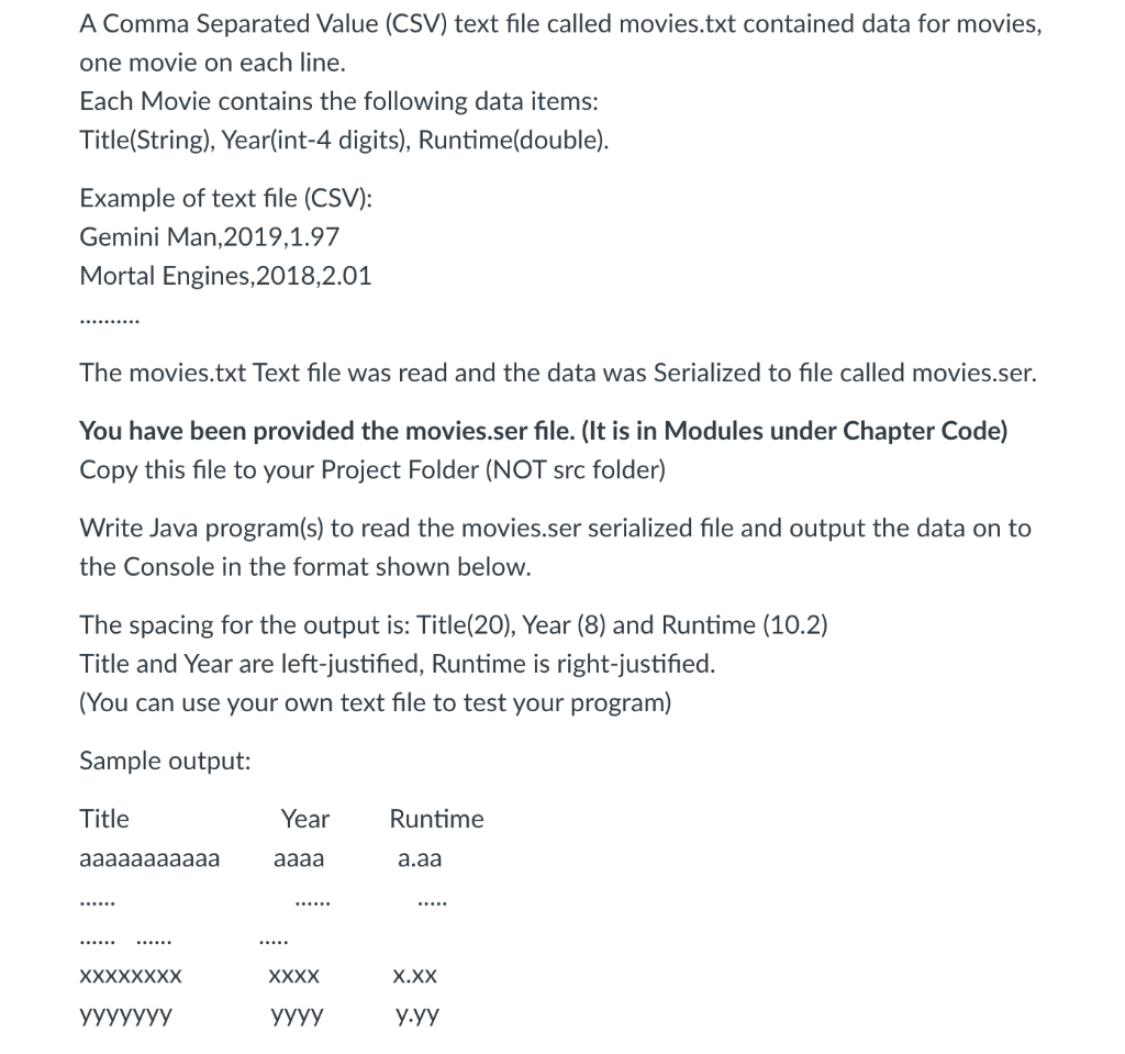 Solved A Comma Separated Value (CSV) text file called | Chegg.com