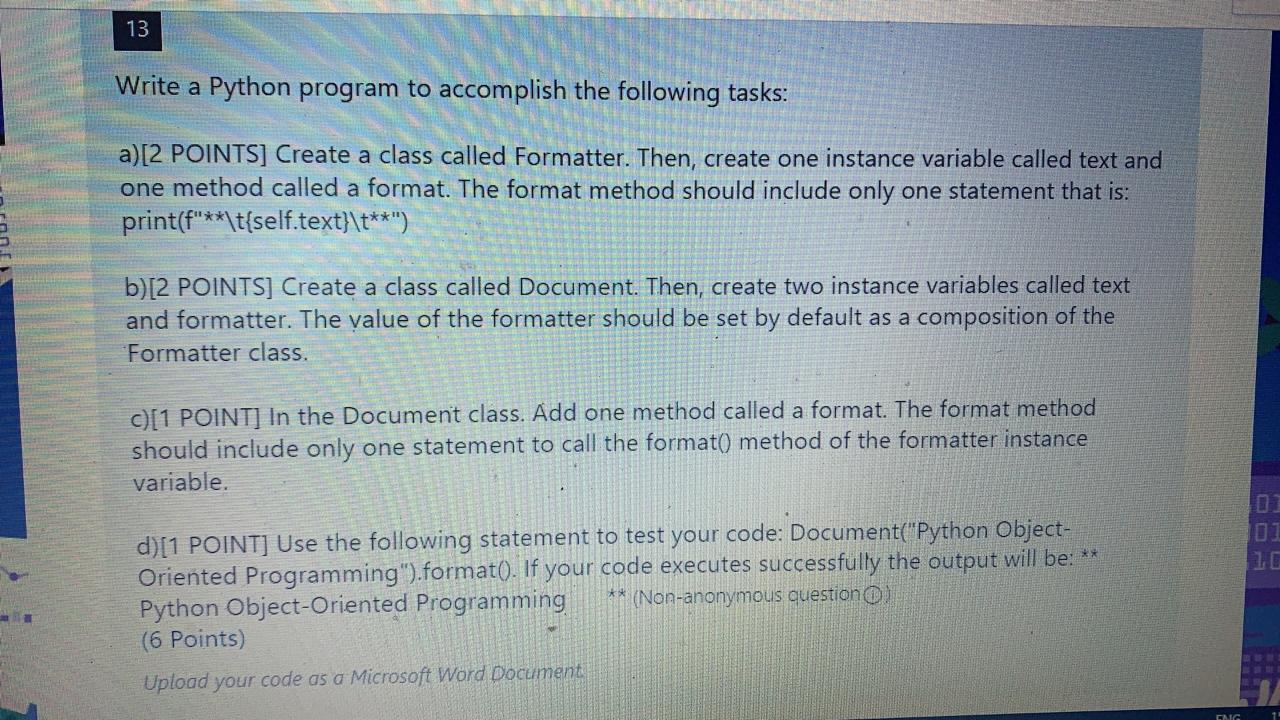 Solved 13 Write a Python program to accomplish the following | Chegg.com