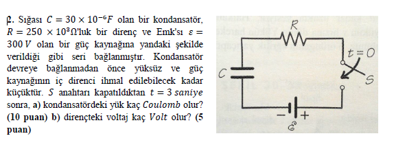 Solved A Capacitor With Capacity 𝐶 30 10 6𝐹 A Resistance Chegg Com