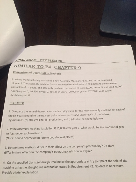 Solved Rowland Manufacturing purchased a new Assembly Macine