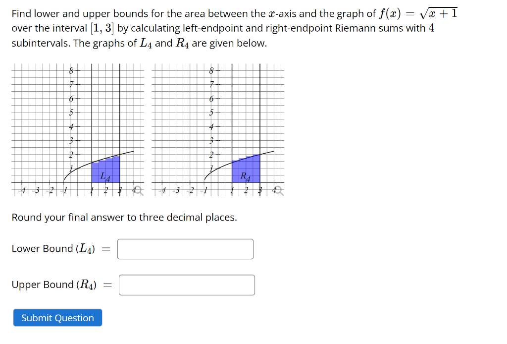 Solved = Find lower and upper bounds for the area between | Chegg.com