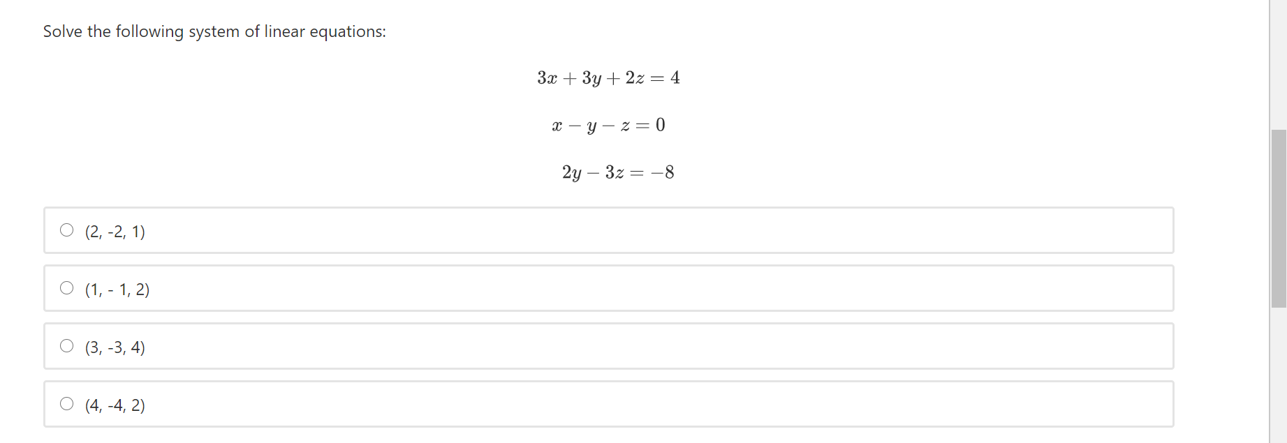 Solved Solve the following system of linear equations: 3x + | Chegg.com