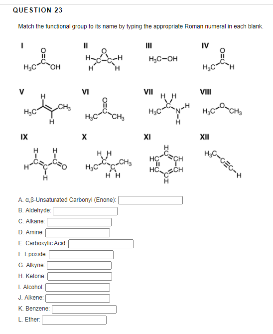 Solved Question 23 Match The Functional Group To Its Name By 4583