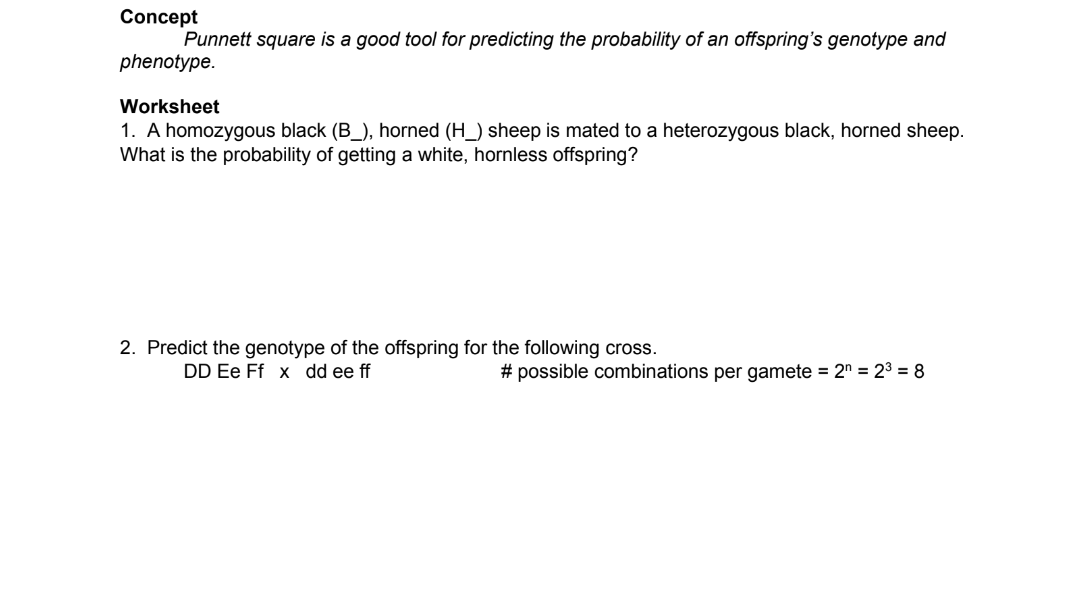 Solved Concept Punnett square is a good tool for predicting | Chegg.com