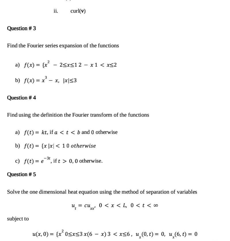 Solved Ii Curl V Question 3 Find The Fourier Series Ex Chegg Com