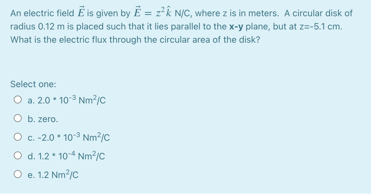 Solved An Electric Field E Is Given By E Z A N C Wher Chegg Com