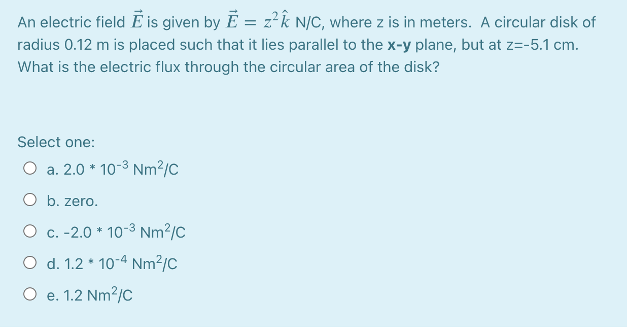 Solved An Electric Field E Is Given By E Z A N C Where Z Chegg Com