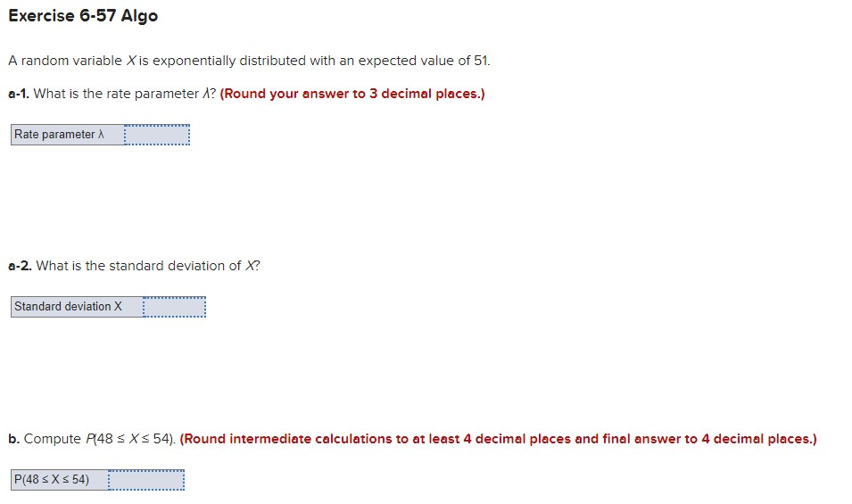 Solved Exercise 6-57 Algo A random variable X is | Chegg.com