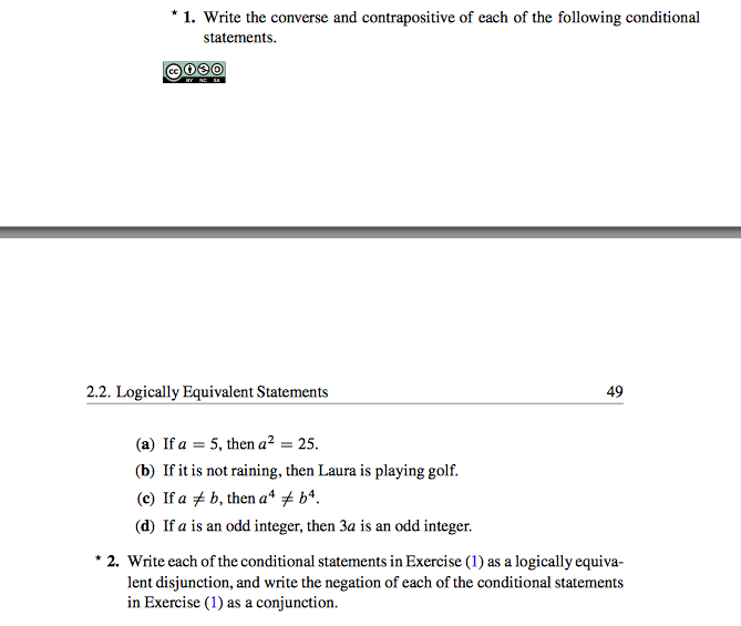 Solved 1. Write the converse and contrapositive of each of