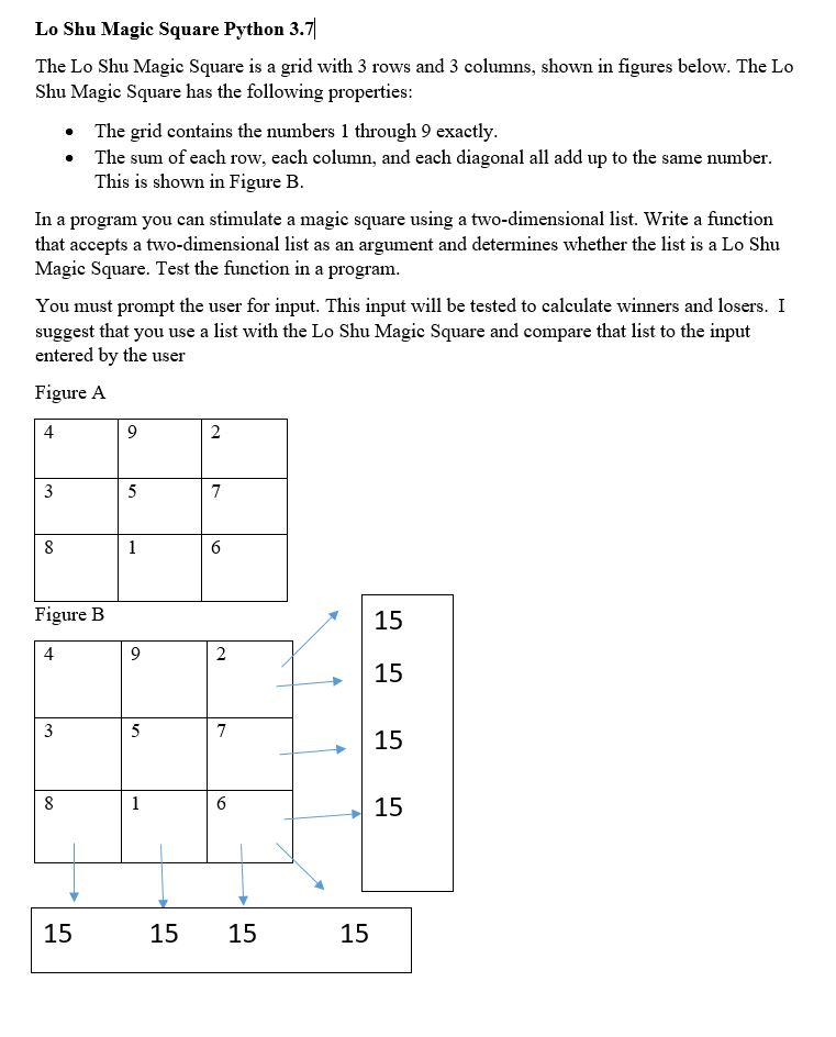 Lo Shu Magic Square Python 3.7 The Lo Shu Magic | Chegg.com