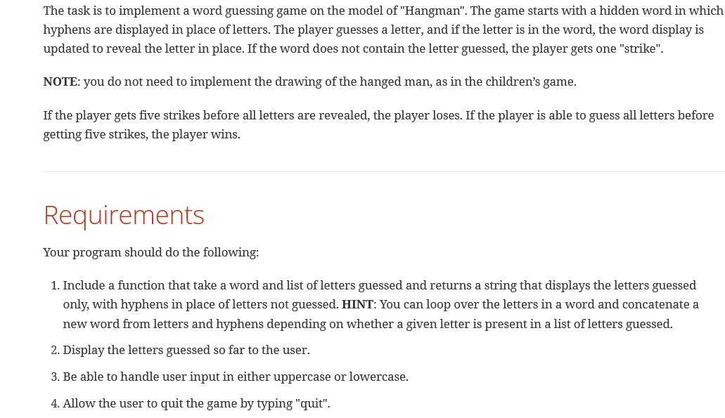 Solved the task is to implement a word guessing game on the chegg