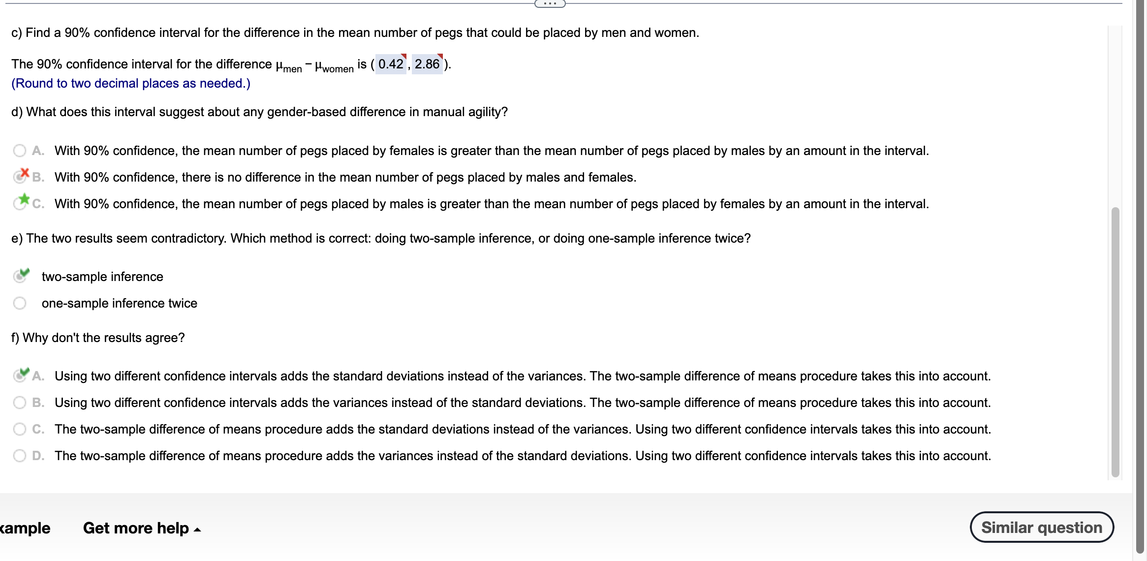 Solved c) Find a 90% confidence interval for the difference | Chegg.com