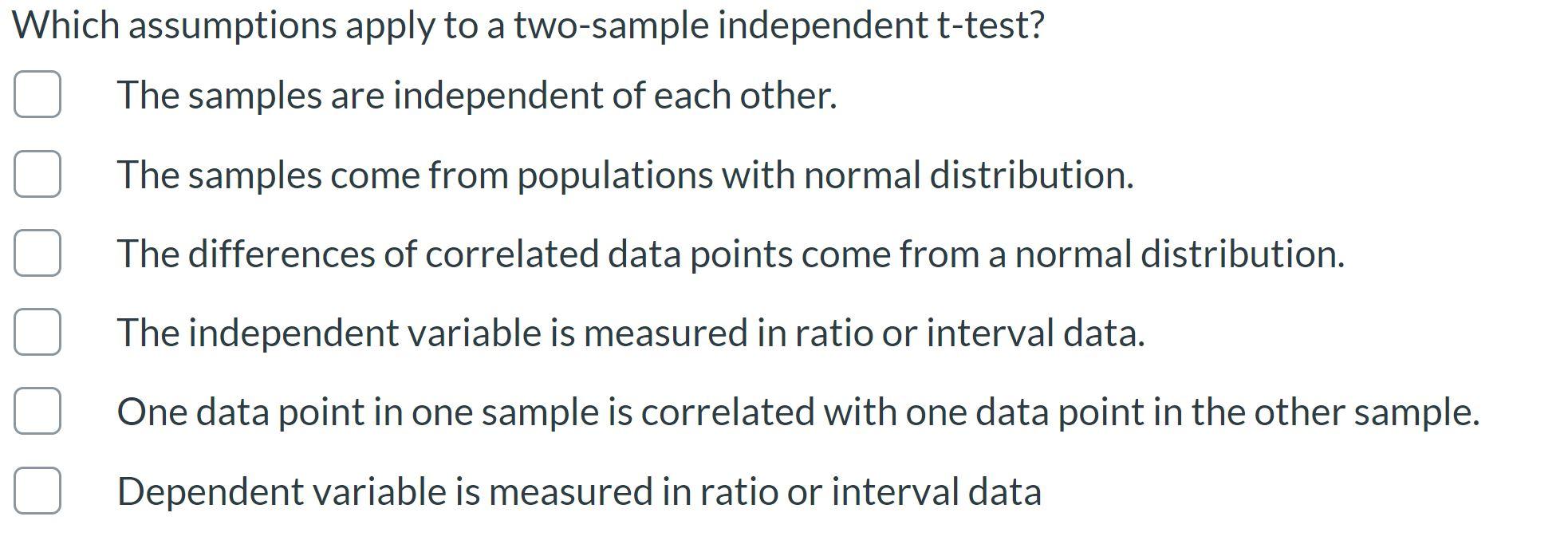 Solved which assumptions apply to a two sample independent chegg