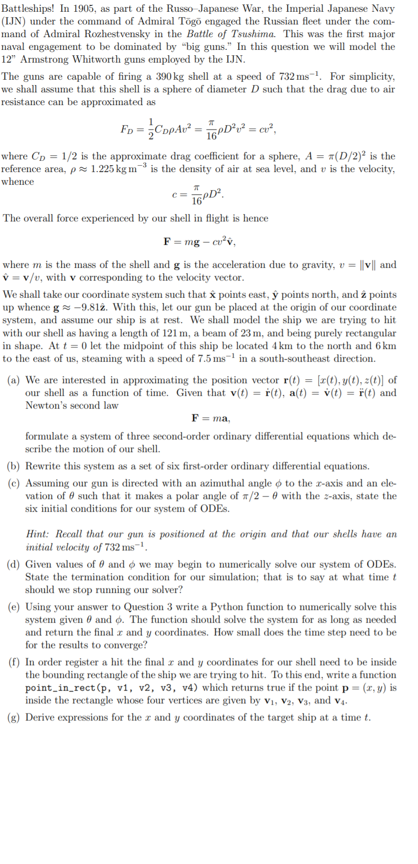 Solved Battleships! In 1905, as part of the Russo-Japanese | Chegg.com
