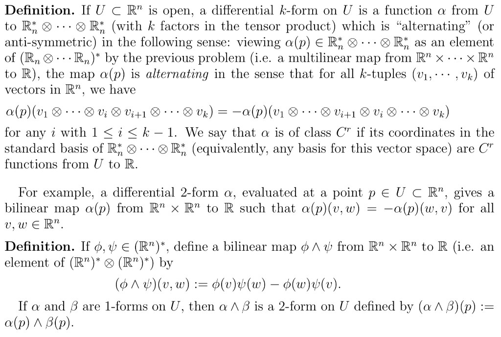 Definition. If U c Rn is open, a differential kform