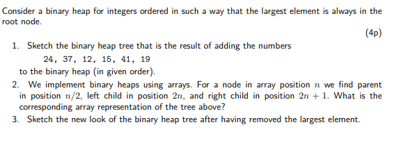 Solved Consider a binary heap for integers ordered in such a | Chegg.com