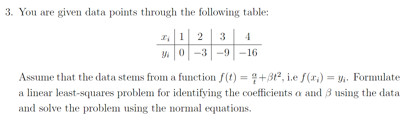 Solved 3. You are given data points through the following | Chegg.com