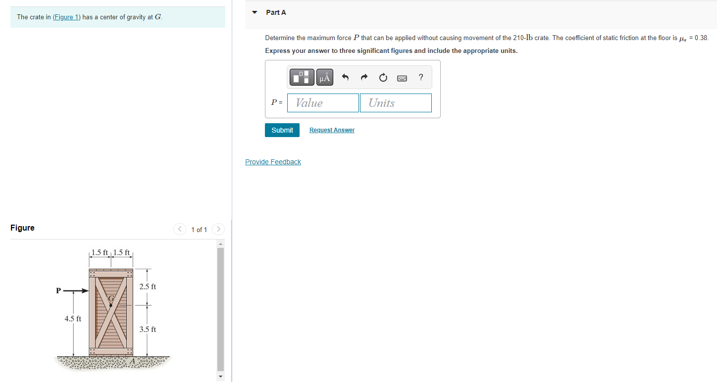 Solved The crate in (Figure 1) has a center of gravity at G.