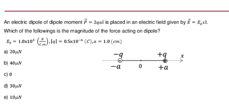Solved An electric dipole of dipole moment P=2qa ^ is placed | Chegg.com