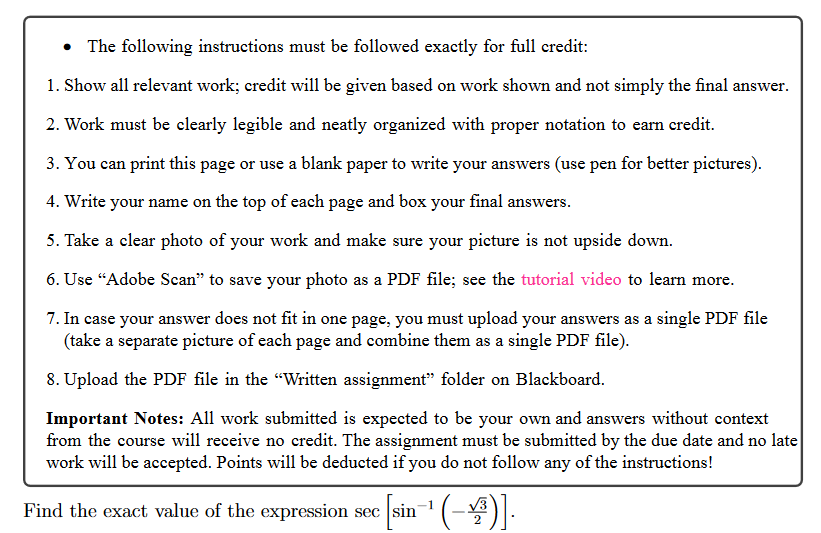 Solved - The Following Instructions Must Be Followed Exactly | Chegg.com