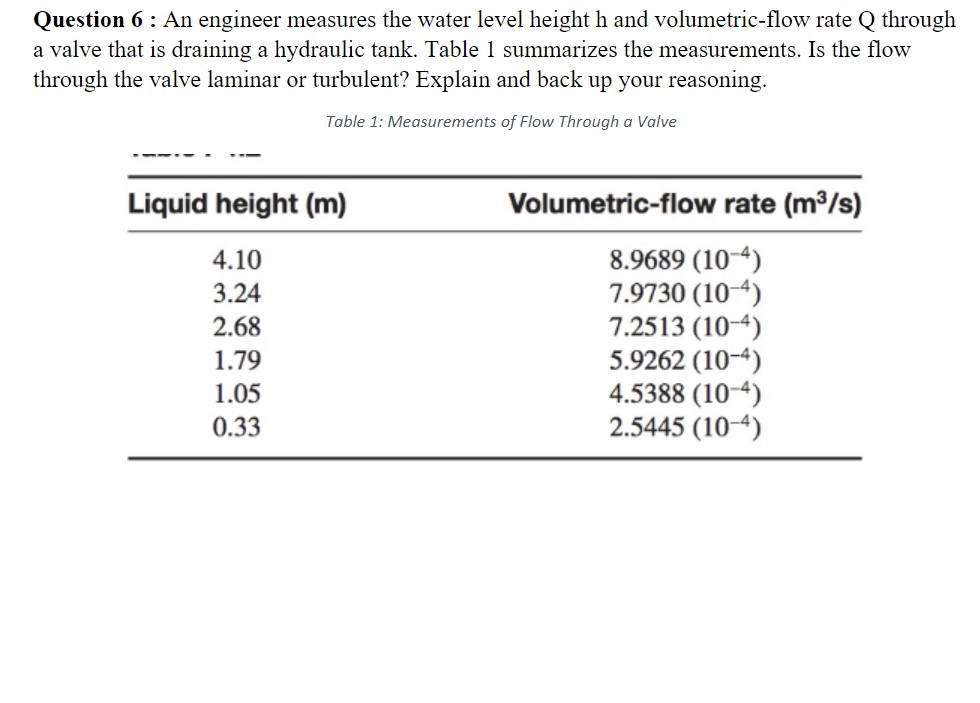 Solved Question 6: An Engineer Measures The Water Level | Chegg.com