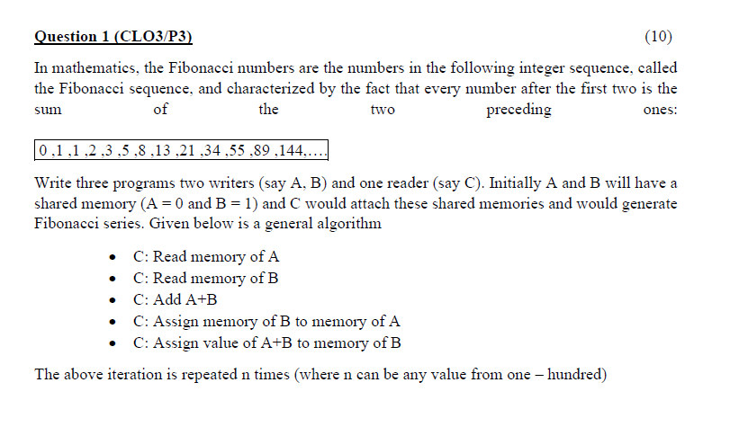 Solved Question 1 Clo3 P3 10 In Mathematics The Fibo Chegg Com