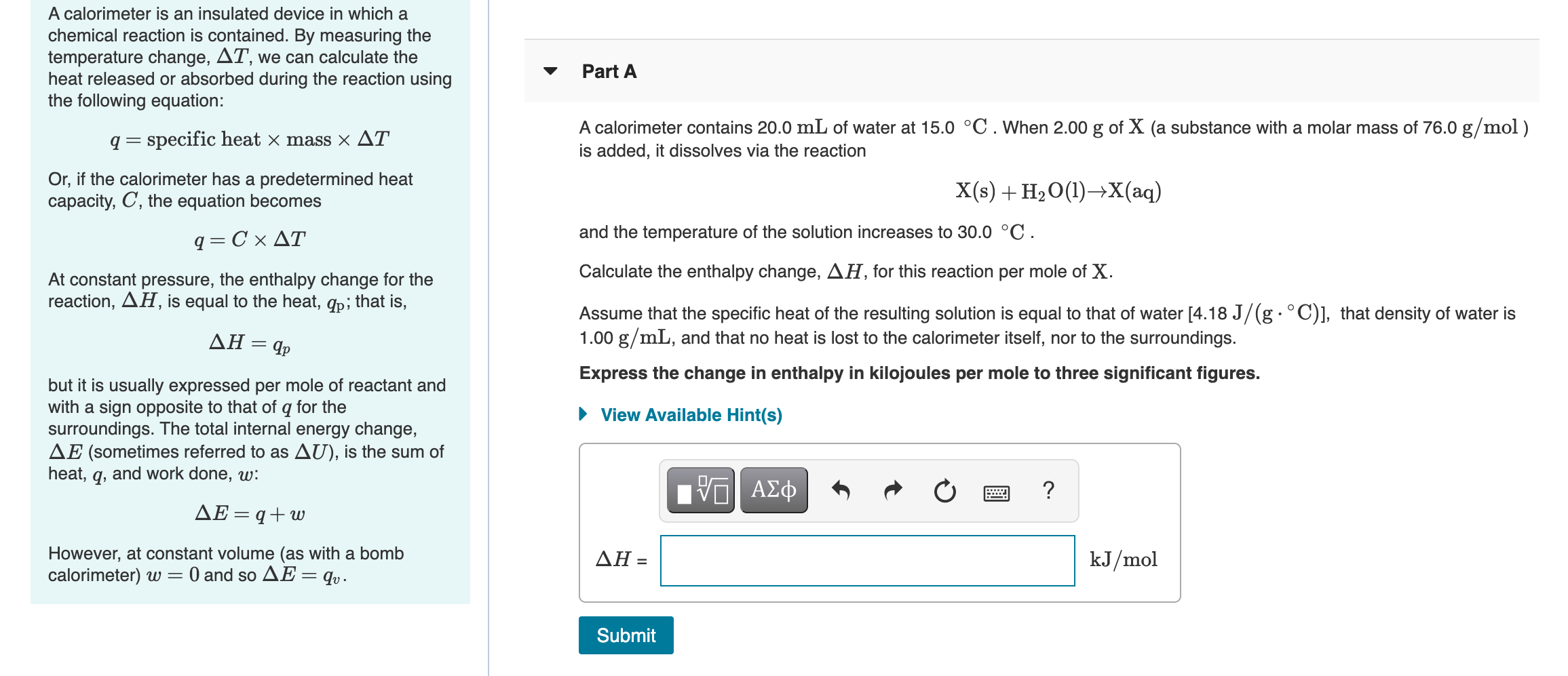 Solved A Calorimeter Is An Insulated Device In Which A Ch Chegg Com