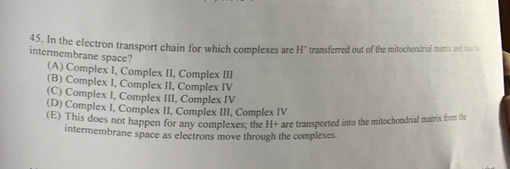 Solved 45. In the electron intermembrane space? on transport | Chegg.com