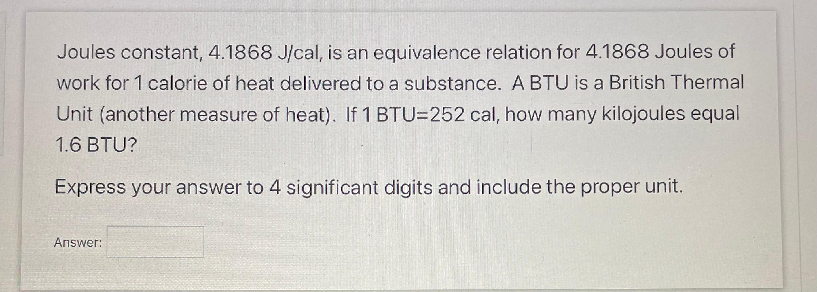 1 btu in outlet joules