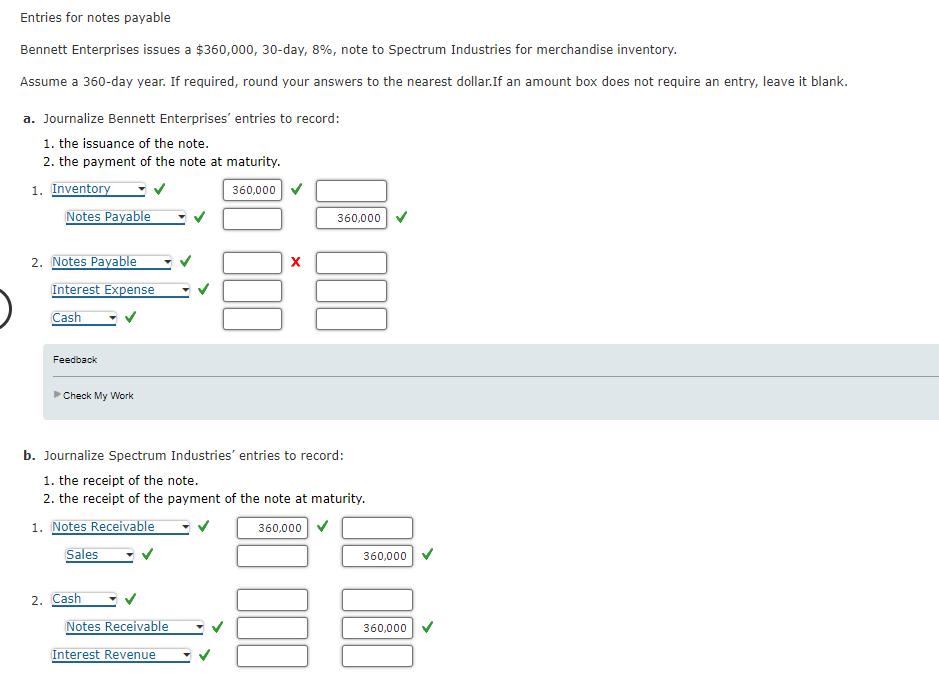 Solved Entries for notes payable Enterprises issues