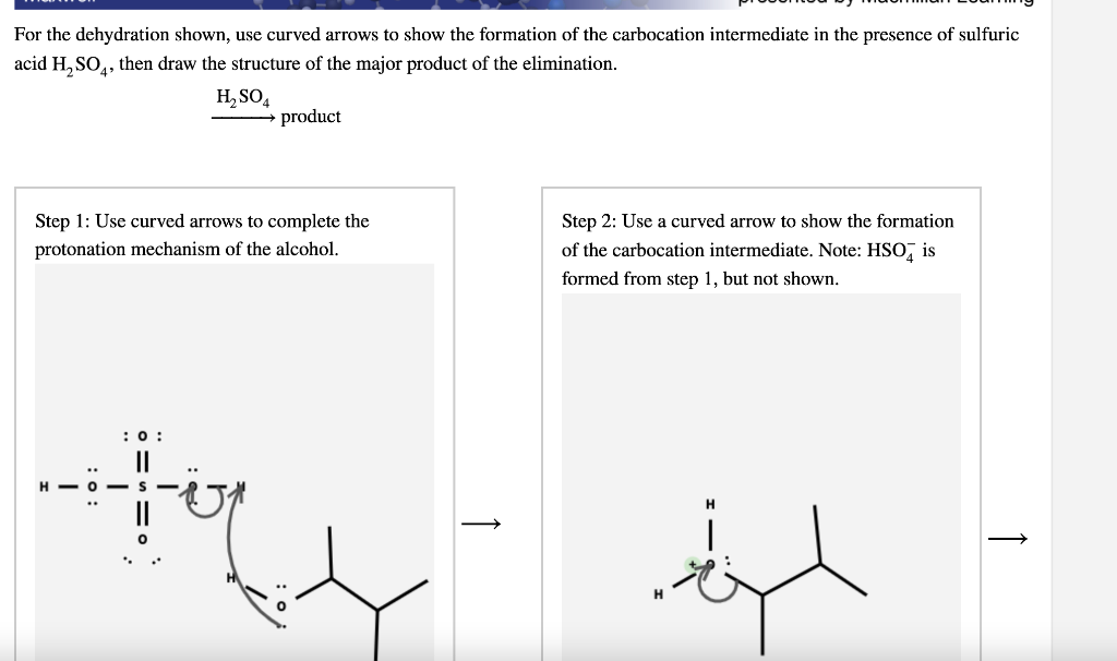Solved Step 3: Use a curved arrow to show the carbocation | Chegg.com