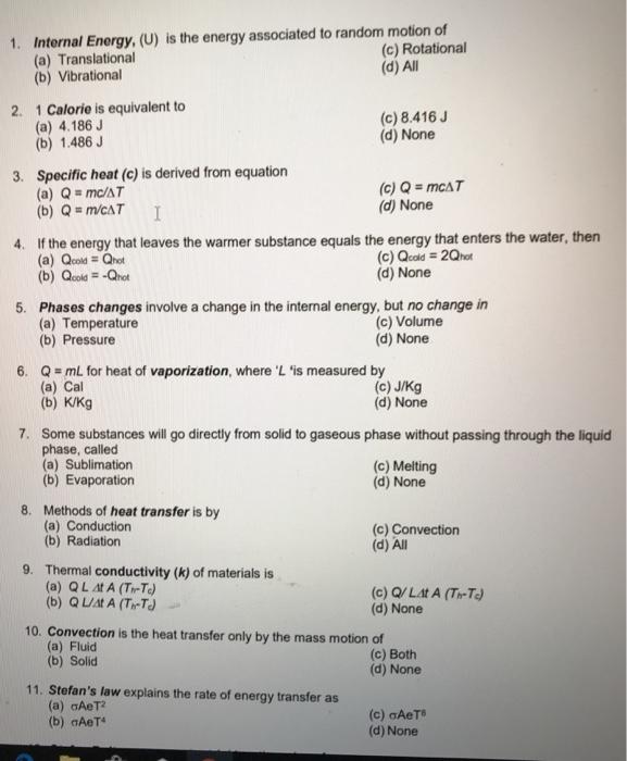 Solved Internal Energy, (U) Is The Energy Associated To | Chegg.com