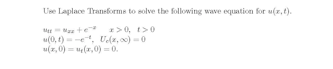 Solved Use Laplace Transforms to solve the following wave | Chegg.com