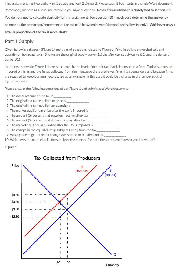 Solved This assignment has two parts: Part 1 Supply and Part | Chegg.com